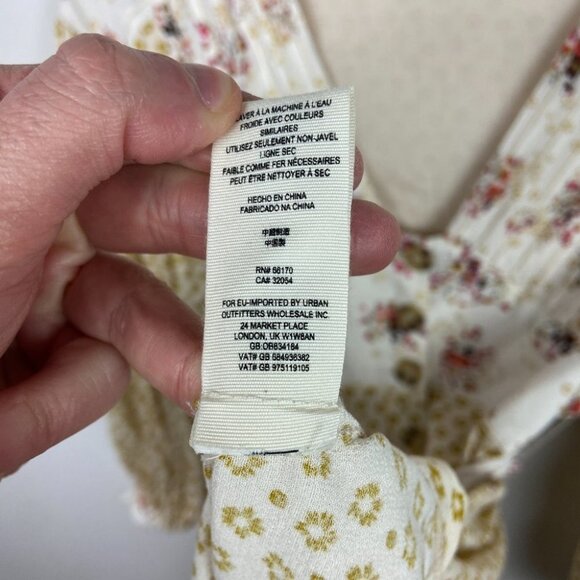 Free People Wonderland‎ Mini Dress Button Down Tie Waist Floral Size XS Bohemian - Picture 13 of 16